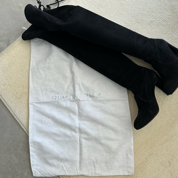 Stuart Weitzman Highland Over the Knee Boot in Black Suede - Picture 2 of 11